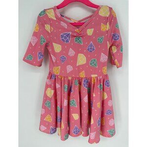 Dotdotsmile Girls Dress Size 2T Pink with Multi Color Diamonds/Gems New with Tag